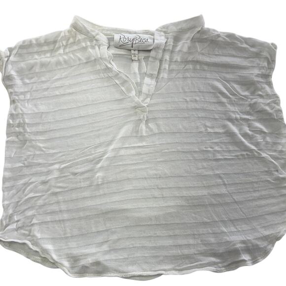 Rory Beca Top Womens Medium White Sheer Cap Sleeve Knit Top - Picture 1 of 9